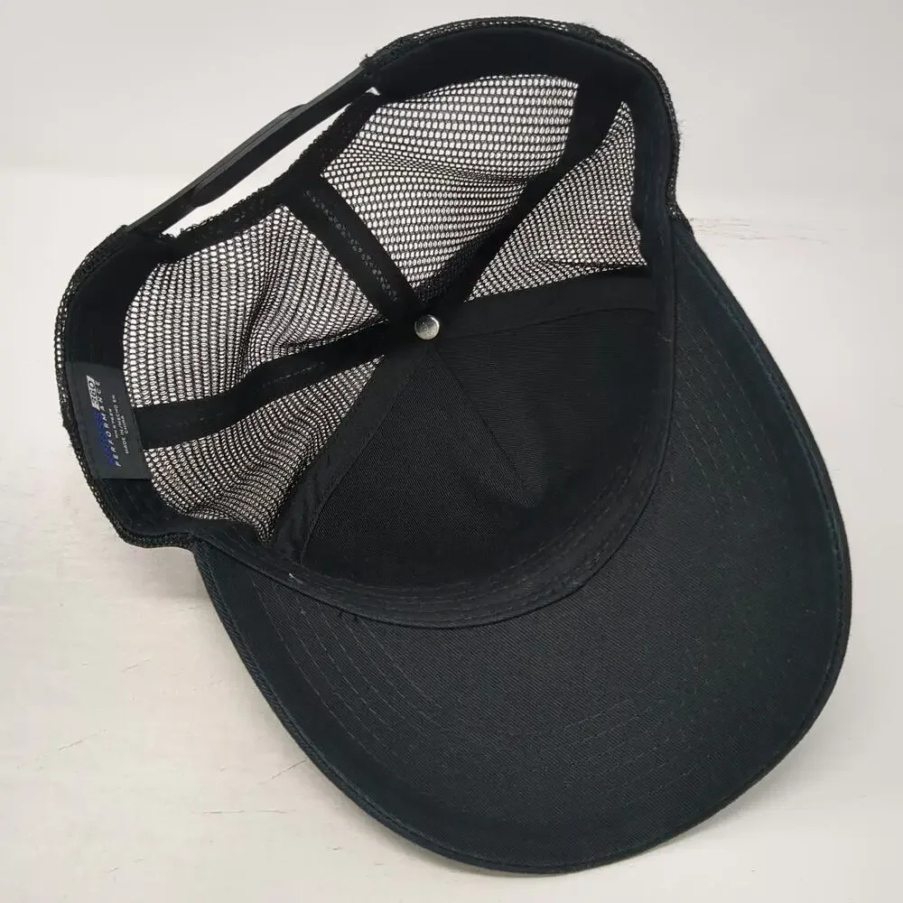 Knoss Performance Trucker Hat Black One Size Snapback 3D Puff Embroidery Mesh